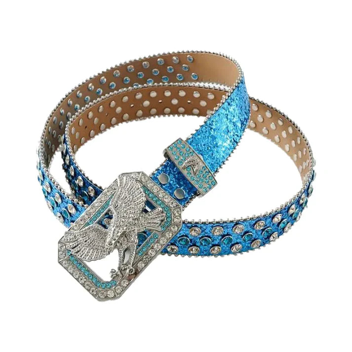 Blue Eagle Rhinestone Bling Western Belt