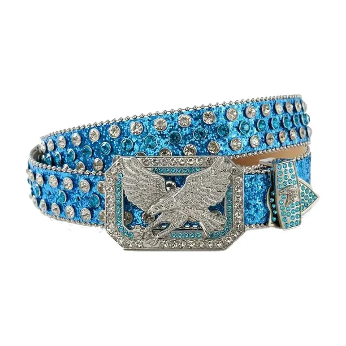 Blue Eagle Rhinestone Bling Western Belt