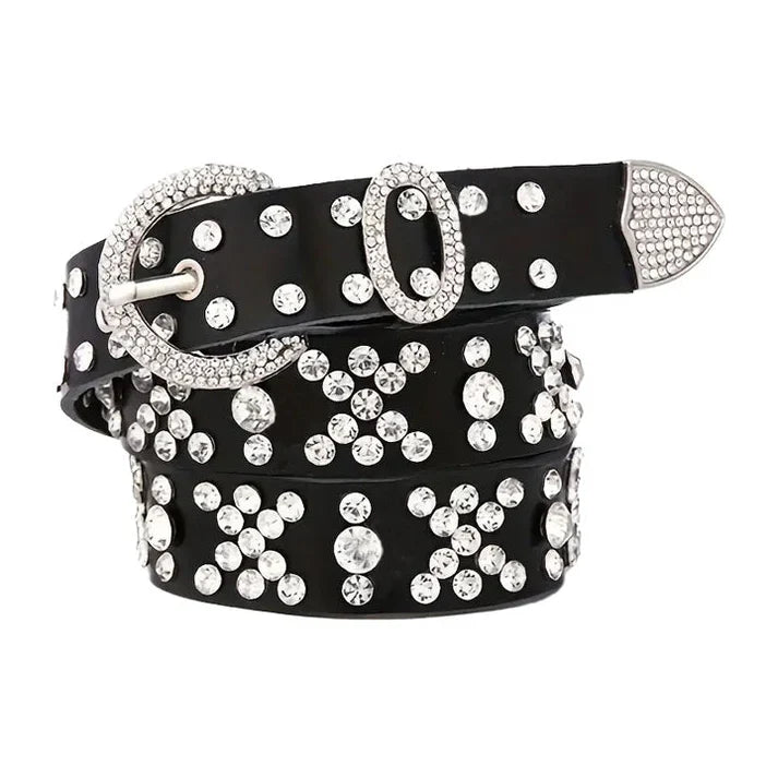 Black Rhinestone Bling Western Belt