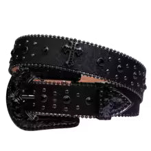 Western Rhinestone Diamond Leather Belt for Jeans (Women & Men)