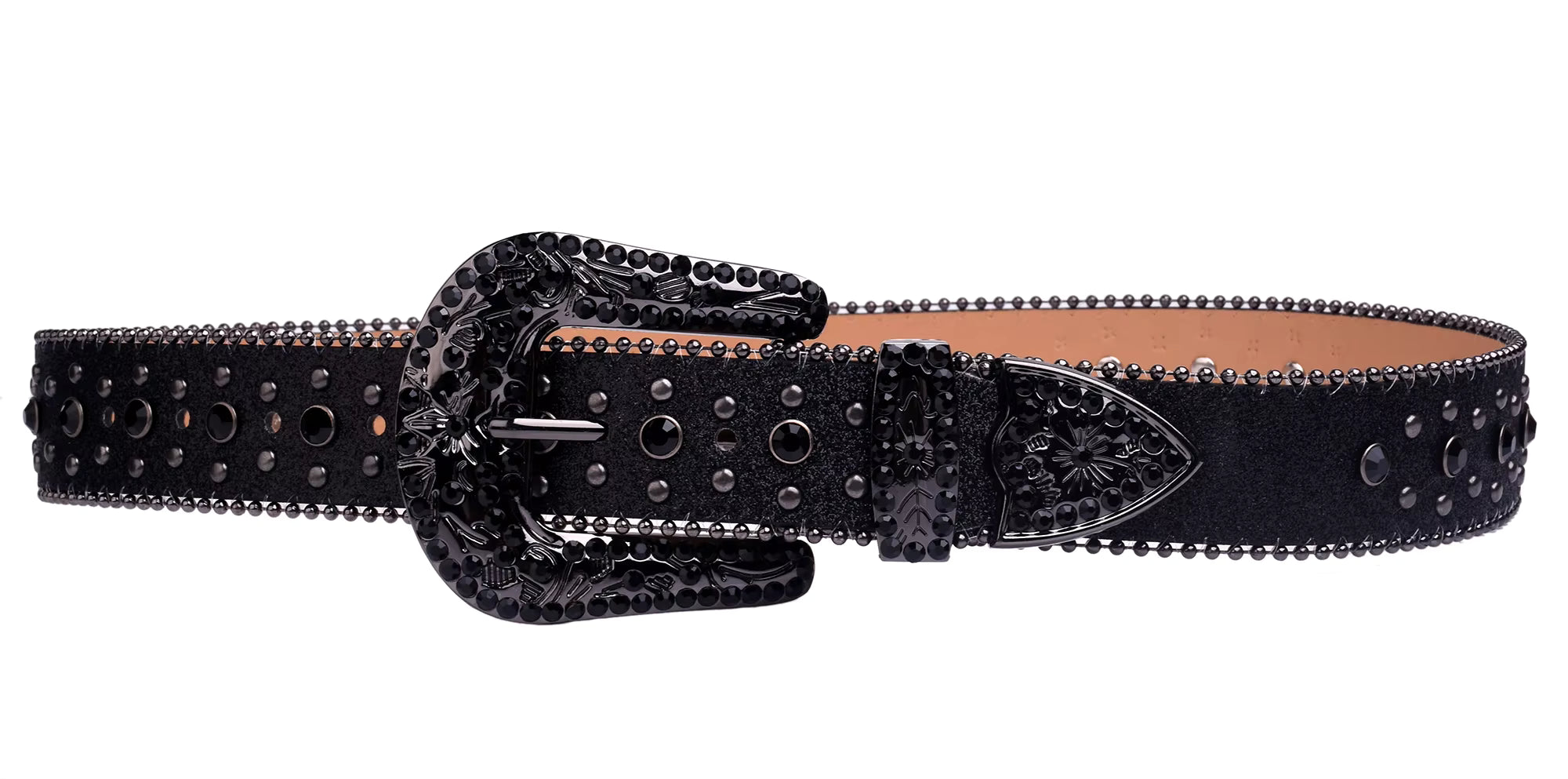 Western Rhinestone Diamond Leather Belt for Jeans (Women & Men)