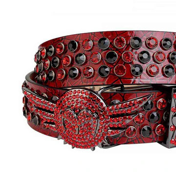 Red Crystal Belt with Dark Grey Angel Wing Buckle - Image 3